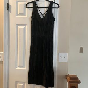 Black Pleated Dress with Cinched Waist
